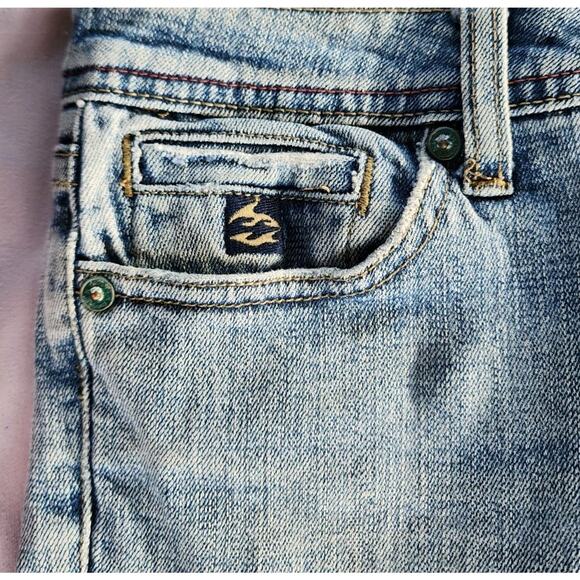 Billabong Y2K Low Rise Jeans Bootcut Denim Sz 7 Contrast Stitching Raw Hemh - Picture 14 of 15